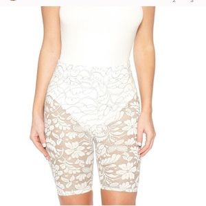 Lace floral pattern biker style shorts
